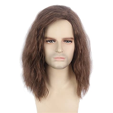 Stfantasy Mens Brown Wig Wavy Mid Length Synthetic Hair For Male