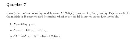 Solved Question Classify Each Of The Following Models As An Chegg