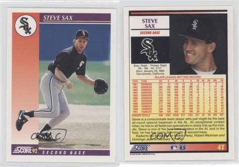 1992 Score Rookie & Traded #4T Steve Sax Chicago White Sox Baseball Card | eBay