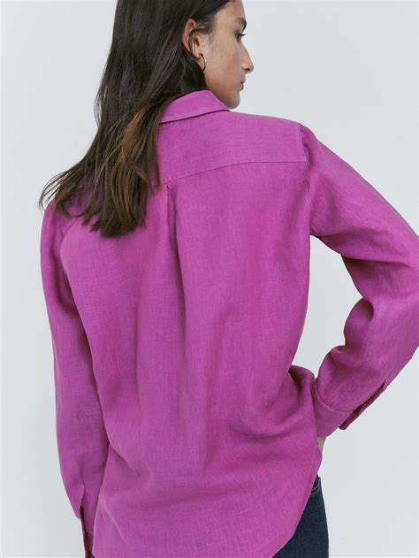 Блузка Massimo Dutti 100% Linen, фиолетовый – заказать из-за границы с ...