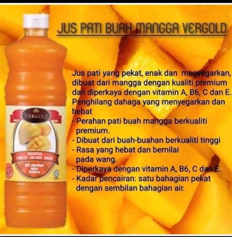 Jus Pati Buah Buahan Vergold Food Drinks Beverages On Carousell