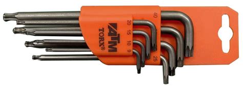 Set van 8 lange Torx + Torx gebogen veiligheidssleutels — Brycus