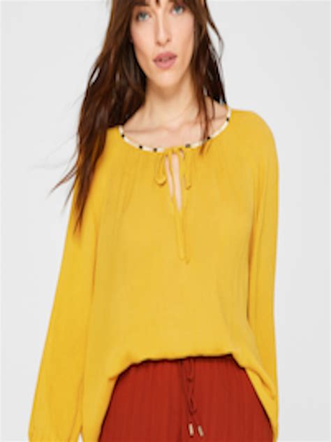 Buy Esprit Women Mustard Yellow Solid A Line Top Tops For Women