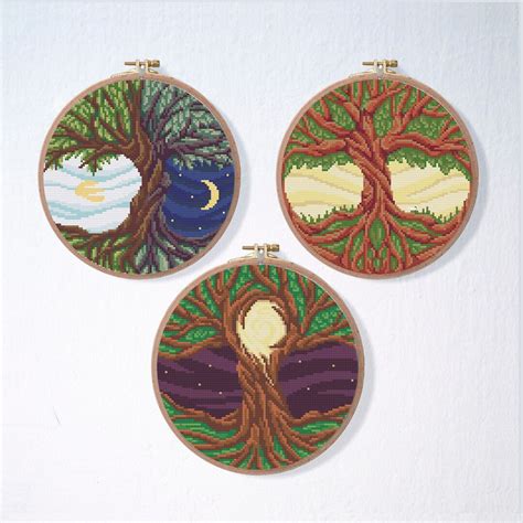 Tree of Life Cross Stitch Pattern Set Easy Nature Pattern - Etsy