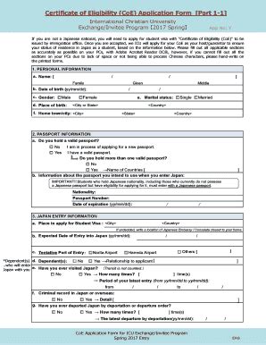 Fillable Online Eap Ucop Certificate Of Eligibility Coe Application