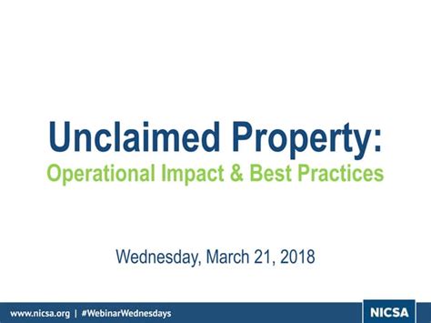 Unclaimed Property Operational Impact And Best Practices Ppt