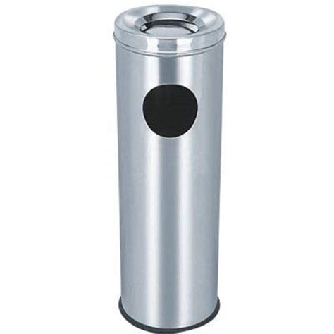 Open Top Silver Stainless Steel Ash Can Dustbin Material Grade SS 202