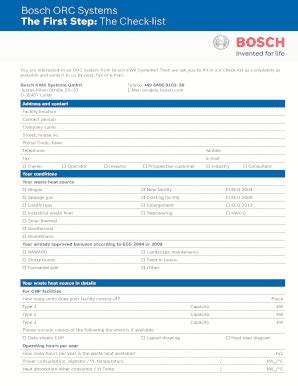 Fillable Online Bosch Kwk Bosch ORC Systems The First Step The Check