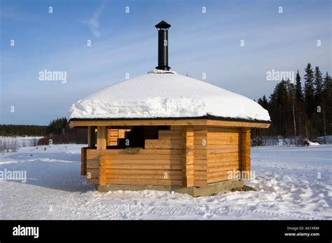 Typical Finnish Hexagonal Log Cabin Luosto Lapland Northern Finland