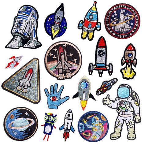 17pcs Astronaut Spaceship Embroidered Iron On Sew On Patches Clothing