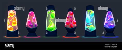 Isolated Retro Lava Lamp Vector Neon Light Graphic Set Psychedelic