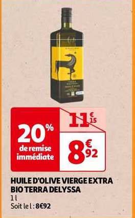 Promo Huile D Olive Vierge Extra Bio Terra Delyssa Chez Auchan