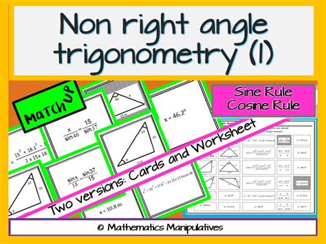 Trigonometry Non-Right-Angle Sine Rule Cosine Rule Match-Up | Teaching Resources