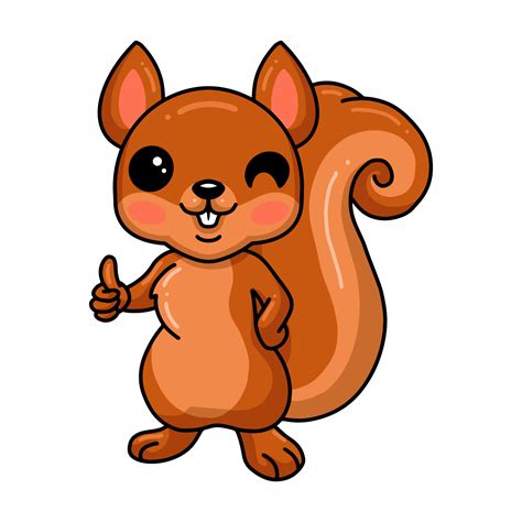 Cute Little Squirrel Cartoon Giving Thumb Up 11959967 Vector Art At