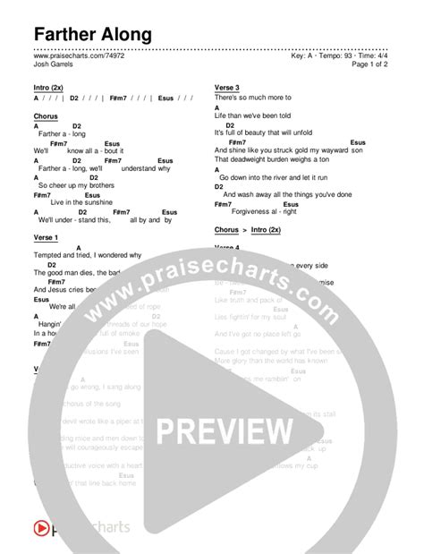 Farther Along Chords PDF (Josh Garrels) - PraiseCharts