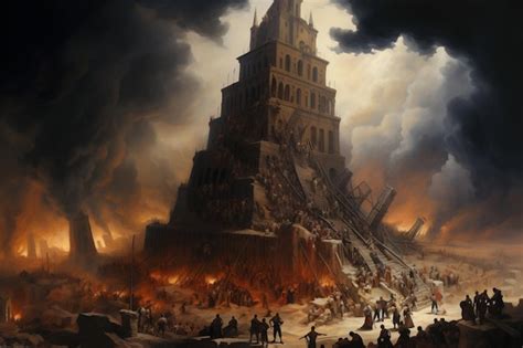 Premium AI Image The Tower Of Babel Destruction Generative Ai