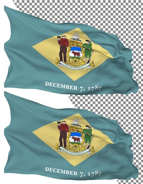 Ondas da bandeira do estado de delaware isoladas em renderização 3d de