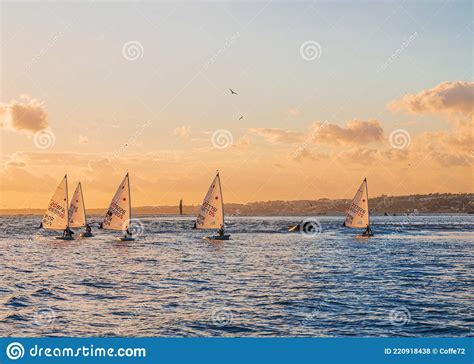 Lisbon Portugal November Recreational Laser Sailing Boats