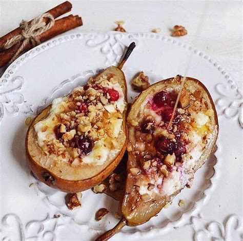 Baked Pears with Cottage Cheese, Nuts, and Cranberries Recipe