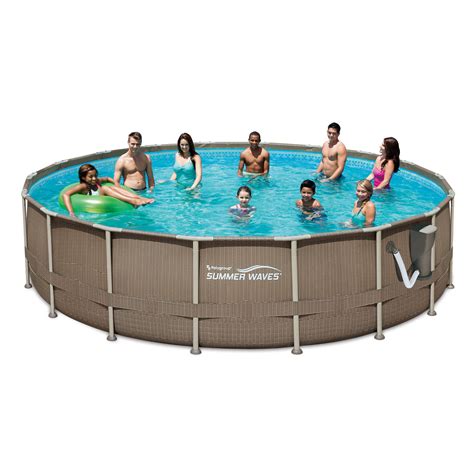 Summer Waves Elite 18ft Dark Basketweave Above Ground Pool With 1 500