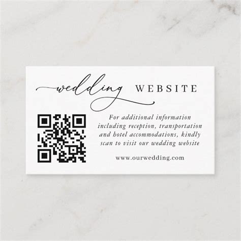 Simply Elegant Wedding Qr Code Details Enclosure Card Zazzle