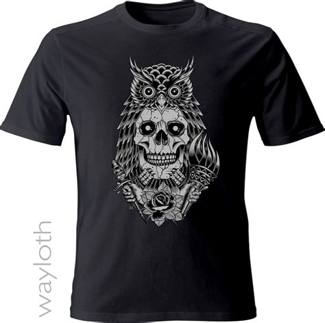 T Shirt Owl X Skull Black Wayloth Ch