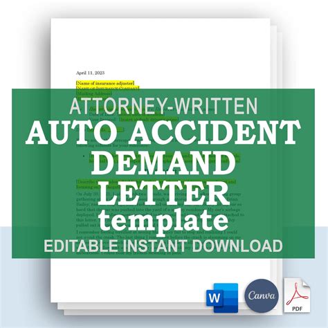 Auto Accident Demand Letter Template Attorney Written And Editable Legal Dash Forms