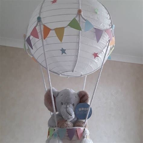 Starry Night Hot Air Balloon Nursery Light Shade In Grey And Etsy