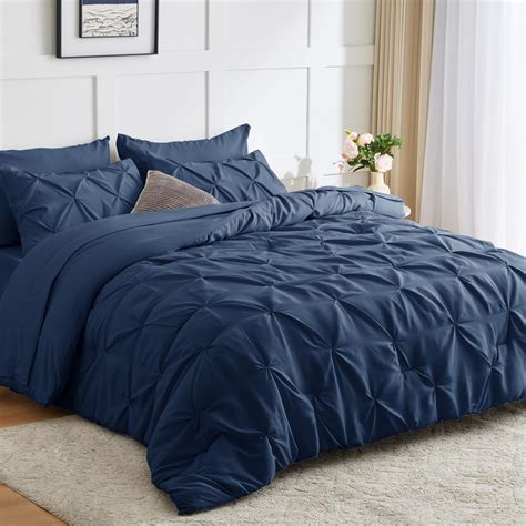 Comfy Bedding 3 Piece Pinch Pleat Comforter Set All Season Pintuck Style Double