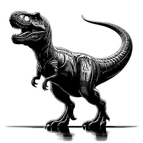 negro y blanco ilustración de un tirano saurio Rex dinosaurio 44014754