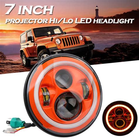 Orange Runde Led Scheinwerfer Hi Lo Halo Angle Eye F R Jeep