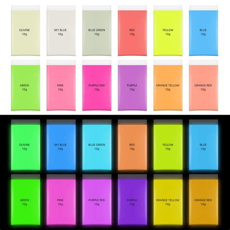 Glow in The Dark Pigment Powder,12 Colors Epoxy Resin Dye Luminous