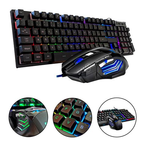 Kit Teclado Gamer E Mouse B Max C Fio Semi Mec Nico Ilumina O Rgb