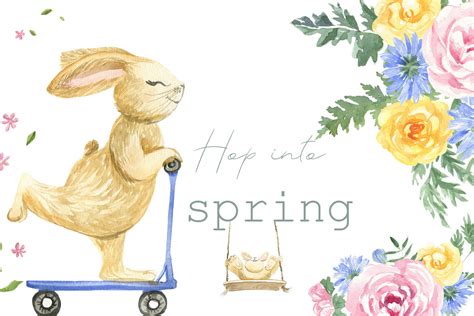 Hop into the spring By LoveWatercolorStore | TheHungryJPEG