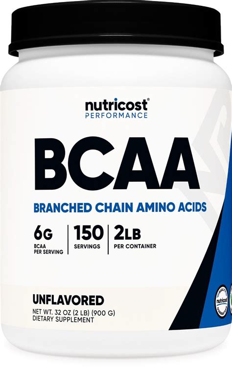 Nutricost BCAA polvo sin sabor 150 porciones aminoácidos de cadena