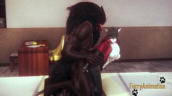 Furry Hentai Bête et chat noir ayant des relations sexuelles sauvages avec un creampie Yiff