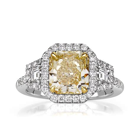 3 46ct Fancy Yellow Radiant Cut Diamond Engagement Ring Mark Broumand