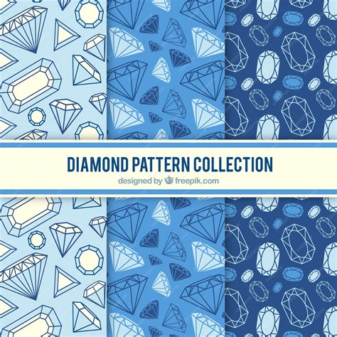 Free Vector Pack Of Three Flat Diamond Patterns In Blue Tones