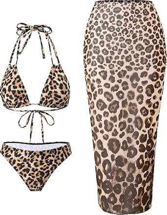 Amazon Verdusa Women S 3 Piece Floral Print Bikini Sets Swimsuit With Mesh Maxi Skirt