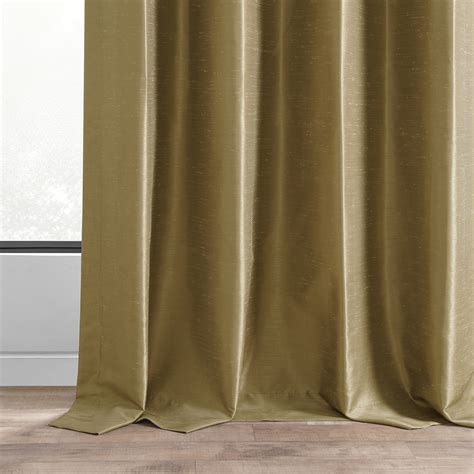 Flax Gold Grommet Blackout Vintage Textured Dupioni Silk Curtains