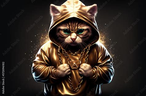 Cool Gangsta Cat Rapper In Sunglasses Sketch Art For Artist Creativity