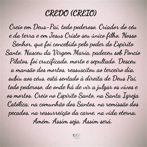 Ora Es Do Ter O Credo Creio Creio Em Deus Pai Todo Poderoso Criador