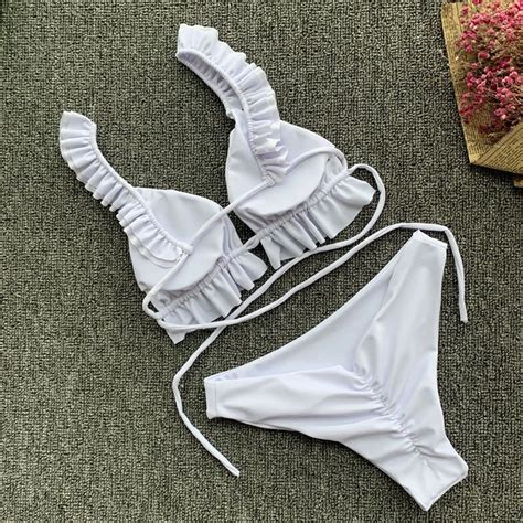MAILLOT DE BAIN Bretelles taille basse bikinis mujer jaune mini string Bikini brésilien