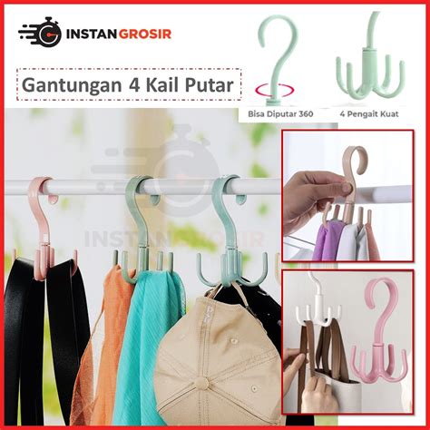 Jual Gantungan Putar Mini Kail Hook Hanger Multifungsi Gantung Baju