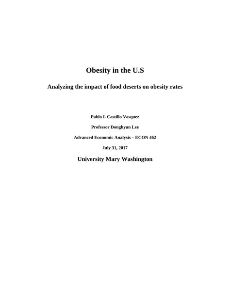 (PDF) Obesity in the U.S: Analyzing the Impact of Food Deserts on Obesity Rates