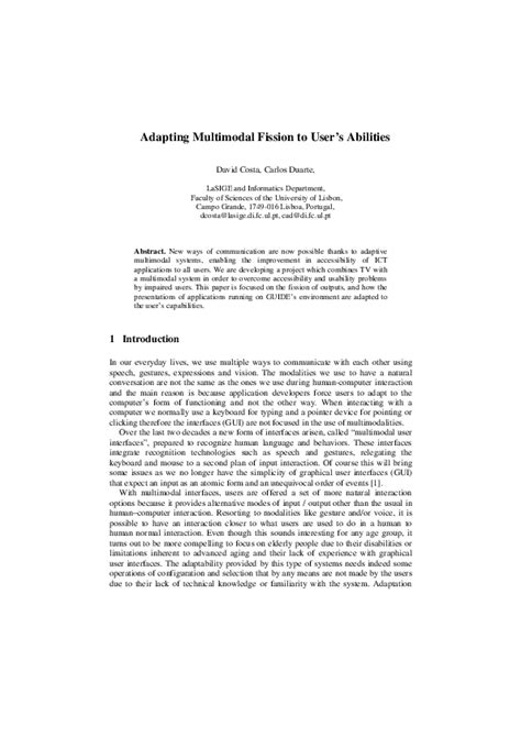 Pdf Adapting Multimodal Fission To Users Abilities David Costa