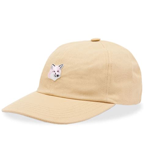 Maison Kitsuné Men s Monochrome Fox Head Patch 6P Cap in Beige Maison