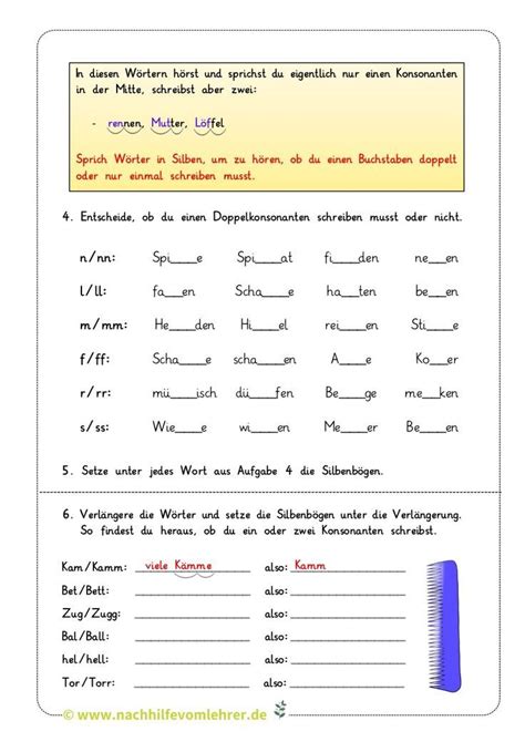 Wörter mit Doppelkonsonanten Doppelter Mitlaut Regel Silben