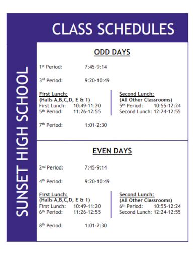 FREE 20 High School Schedule Samples In PDF