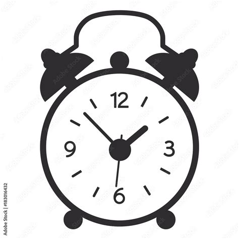 Black And White Alarm Clock Clipart